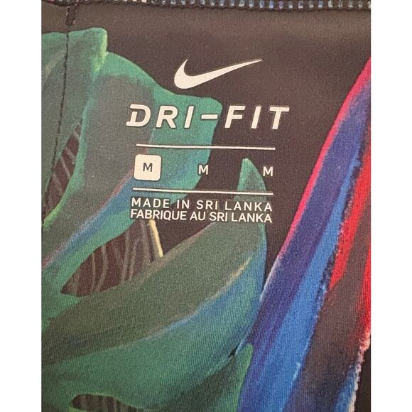 Nike Dri-FIT Leggings Black Tropical Parrot High-Rise Mesh Athletic Medium - Picture 4 of 4